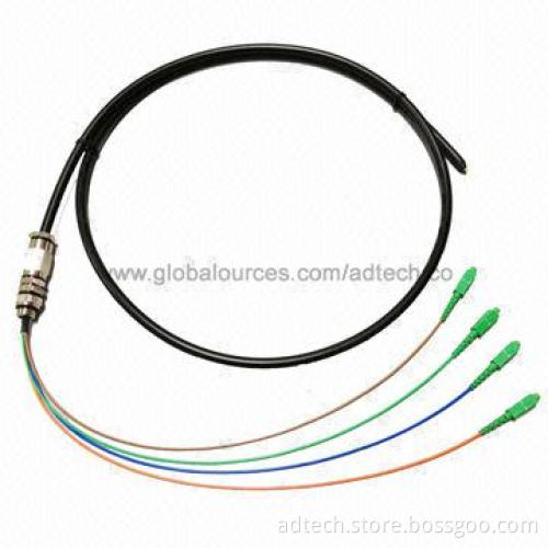 FC APC Fiber-optic Waterproof Pigtail, 4 Fibers, 1.5m Cable Length